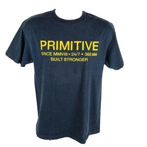 Primitive Apparel Built Stronger T-Shirt Mens Size Medium Blue Short Sleeve